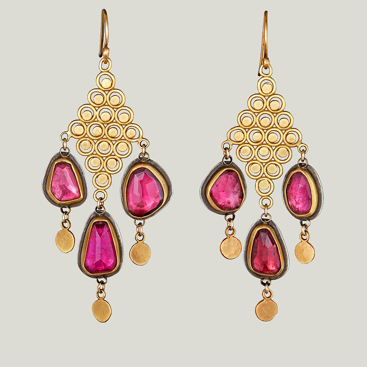 Diamond Shape Filigree Chandelier Earrings