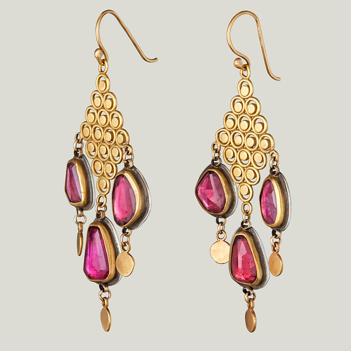 Diamond Shape Filigree Chandelier Earrings