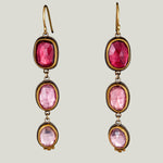 Rosecut Ombré Pink Tourmaline Triple Drop Earrings935