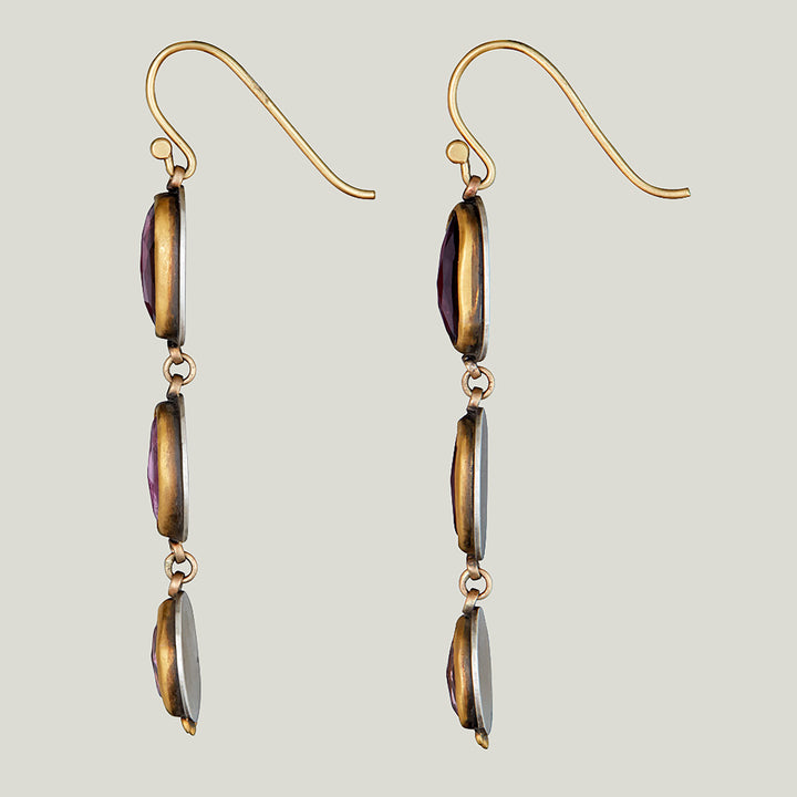 Rosecut Ombré Pink Tourmaline Triple Drop Earrings935