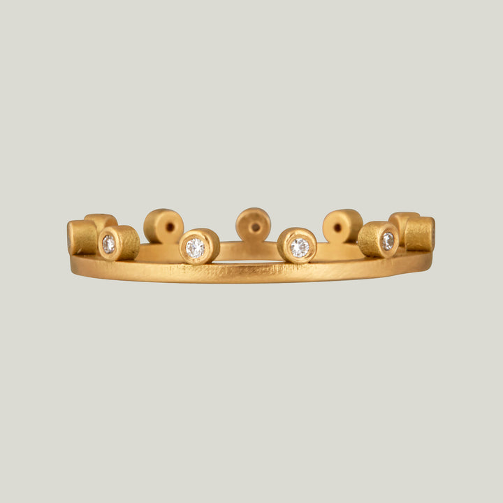 18K Yellow Gold Spaced Side Diamond Band