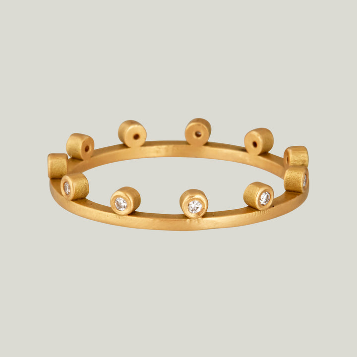 18K Yellow Gold Spaced Side Diamond Band