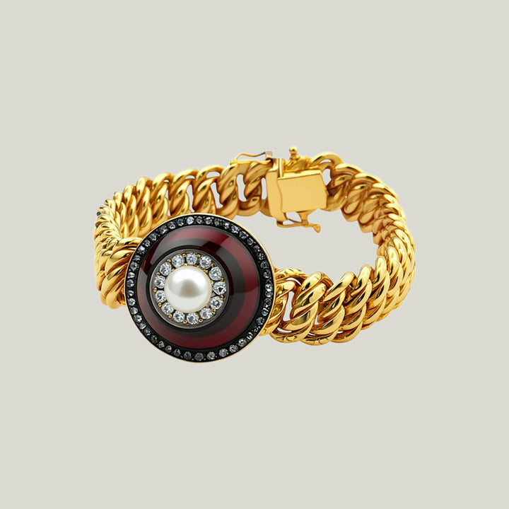 Victorian Pearl, Diamond, and Glass Chain Bracelet