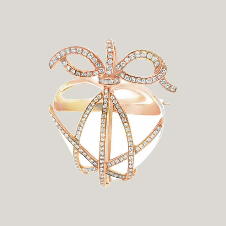 18K 1950's Crystal Diamond Heart Pendant
