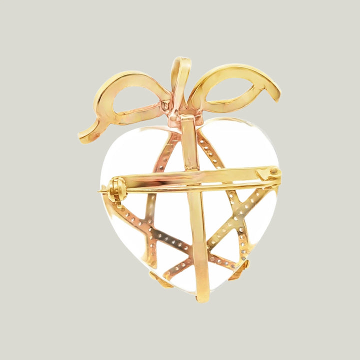 18K 1950's Crystal Diamond Heart Pendant
