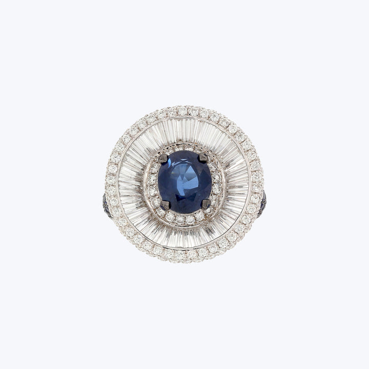 Celestial Geometry: A Sapphire and Diamond Ring by JANA