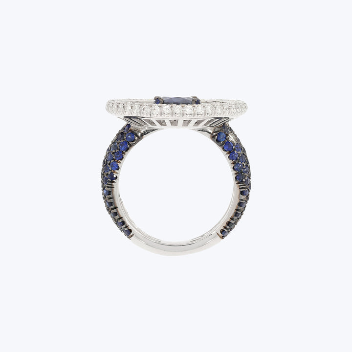 Celestial Geometry: A Sapphire and Diamond Ring by JANA