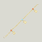 Cartier Gold Scarab Charm Bracelet with Coral & Turquoise – 26.9g, Circa 1990