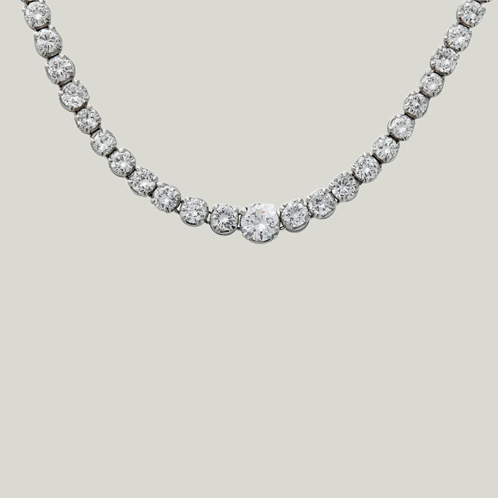 Platinum Art Deco Rivierre Diamond Necklace