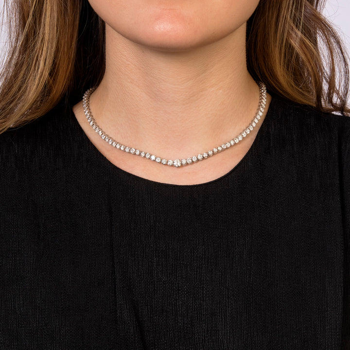 Platinum Art Deco Rivierre Diamond Necklace