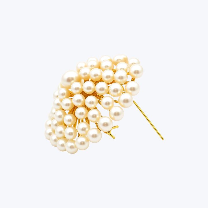 1950s American Pearl Burst Brooch in 14K Gold