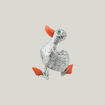 1970s 18KWG and Coral Duck Pendant Pendant Brooch