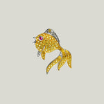 14KWG Yellow Sapphire, Diam Gold Fish Pendant