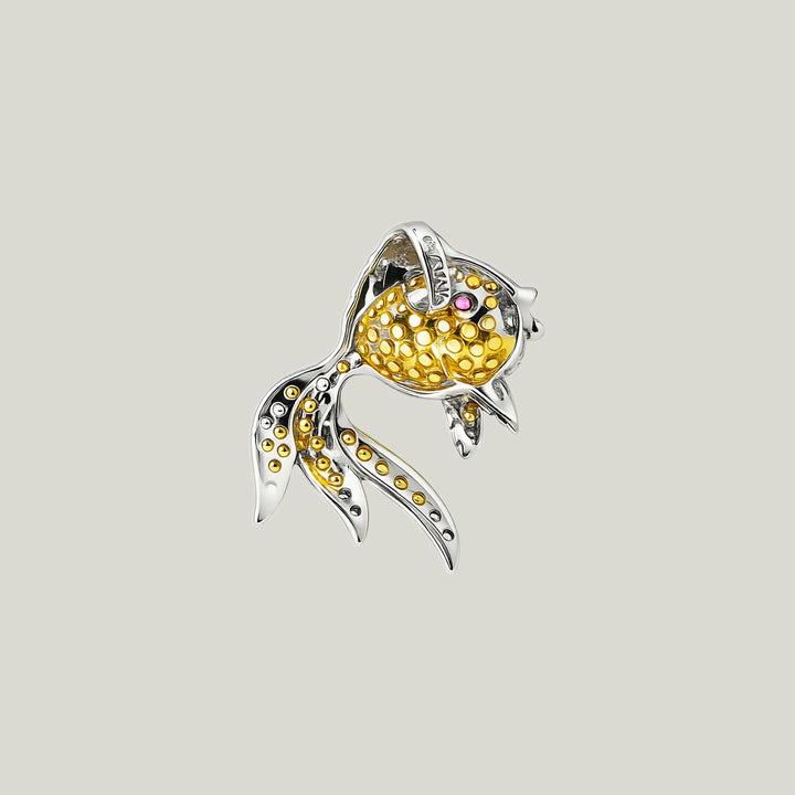 14KWG Yellow Sapphire, Diam Gold Fish Pendant