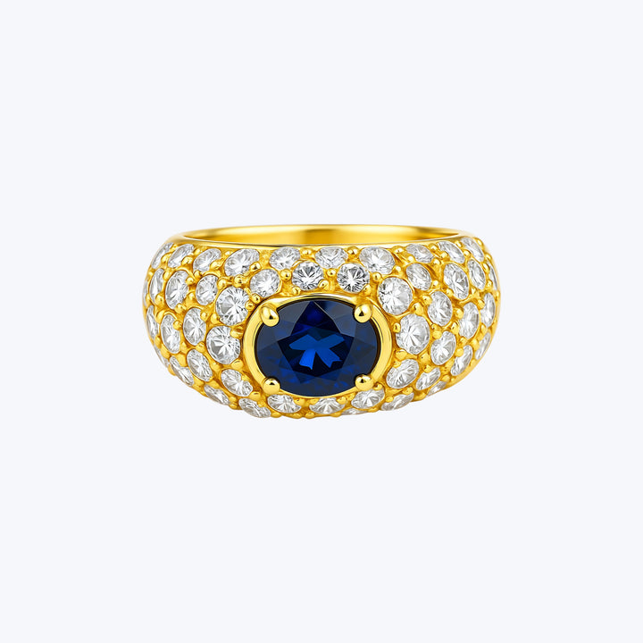 18KYG 1 ct. Sapphire, Diamond Dome Ring