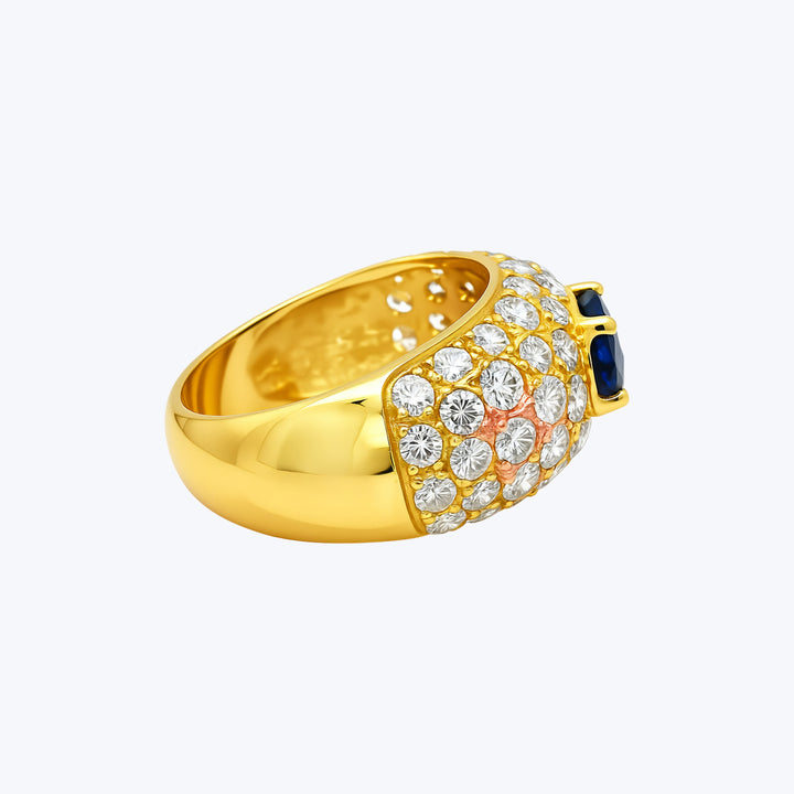 18KYG 1 ct. Sapphire, Diamond Dome Ring