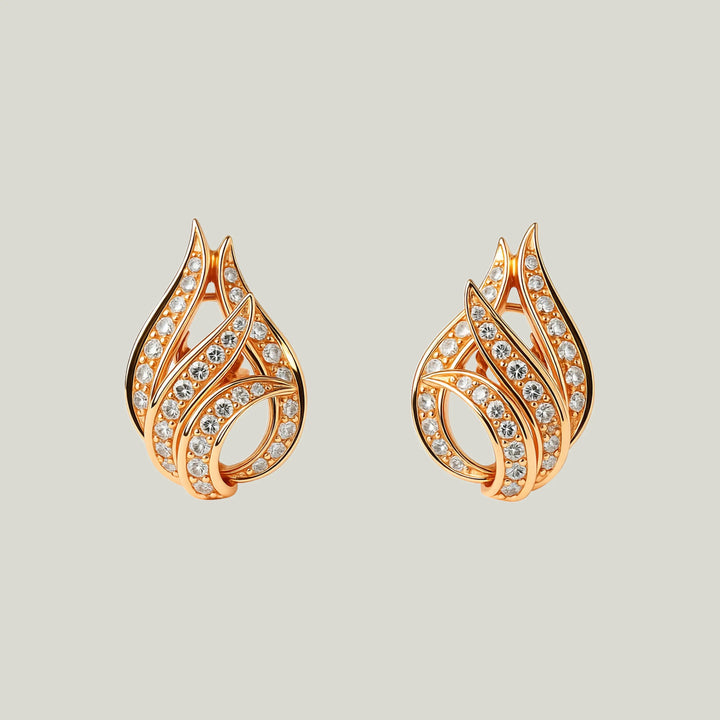 1980s 14KYG 1.5 ct. TW Diamond Leaf Earrings