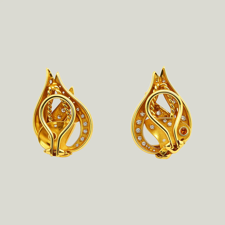 1980s 14KYG 1.5 ct. TW Diamond Leaf Earrings