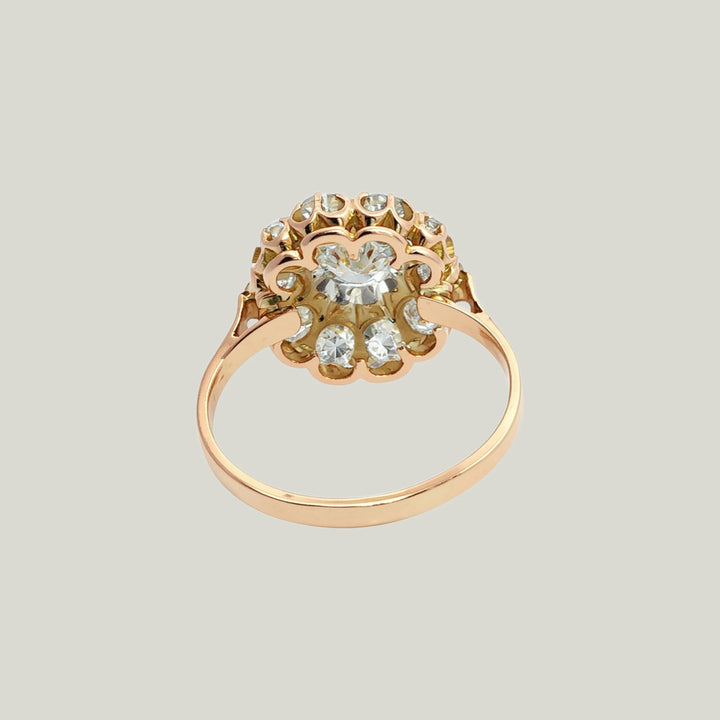 Victorian 18KYG 0.45 ct. Diamond Cocktail Ring
