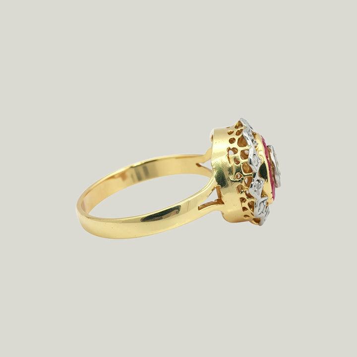 Belle Epoque 18KYG 0.55 ct. Diam, Ruby Cocktail Ring