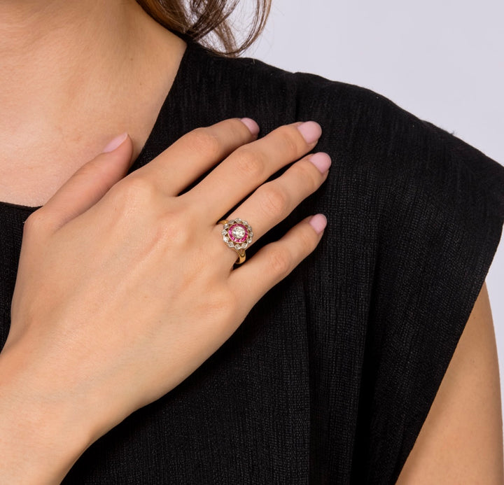 Belle Epoque 18KYG 0.55 ct. Diam, Ruby Cocktail Ring