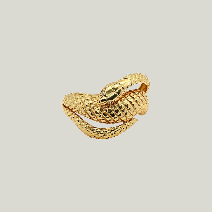 Vintage 18KYG Diamond Back Snake Ring