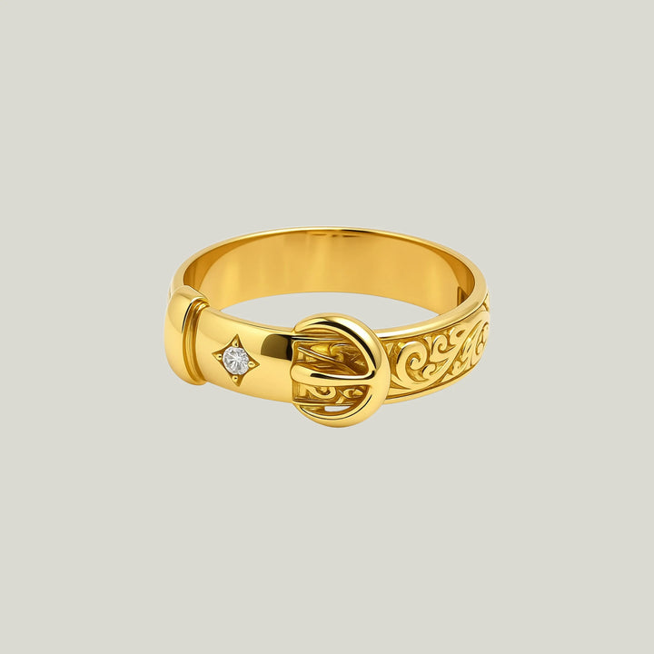 1980s Victorian-Style 18KYG 0.15 ct. TW Diamond Belt Ring