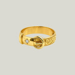 1980s Victorian-Style 18KYG 0.15 ct. TW Diamond Belt Ring