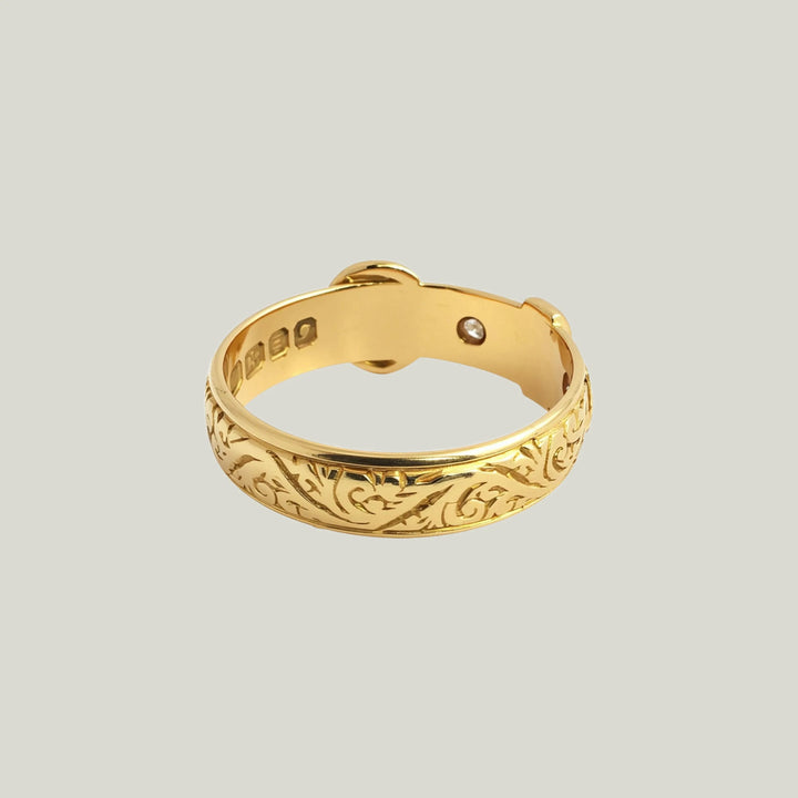 1980s Victorian-Style 18KYG 0.15 ct. TW Diamond Belt Ring