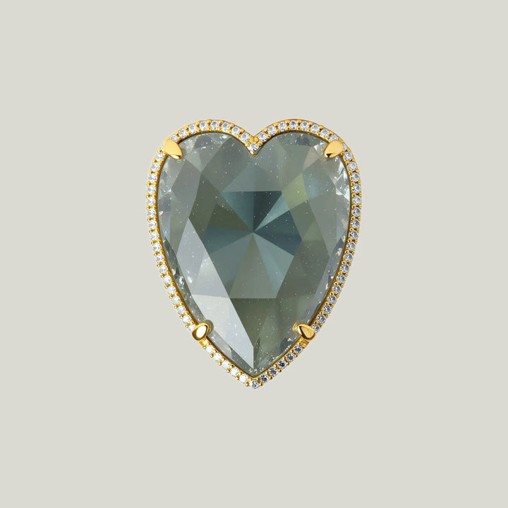 14KYG Labradorite Diamond Heart Ring