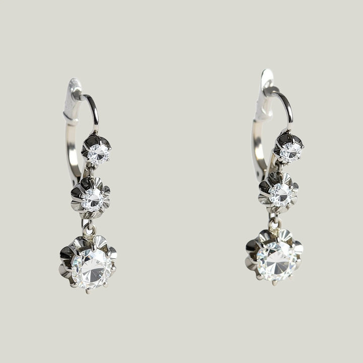 Antique 18KG and Platinum 1.5 ct. TW Diamond Ear Pendants