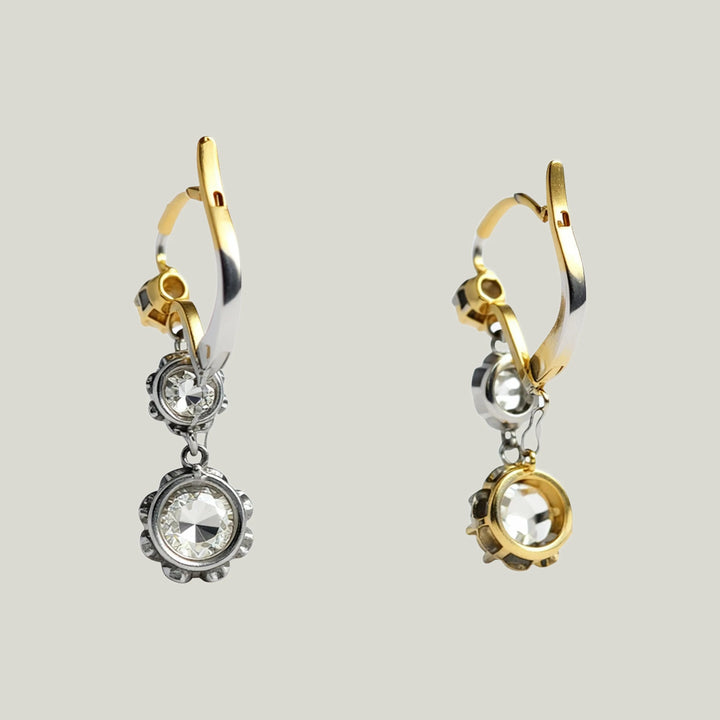 Antique 18KG and Platinum 1.5 ct. TW Diamond Ear Pendants