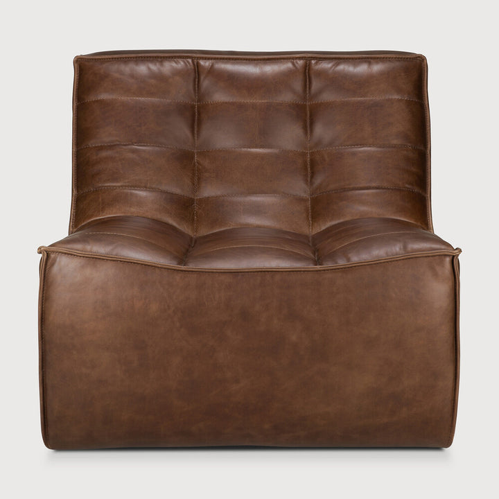 N701 Tufted Armless Chair Chestnut Leather