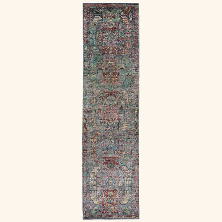 Multicolored Alchemy Transitional Silk Runner - 3'3" x 13'3"