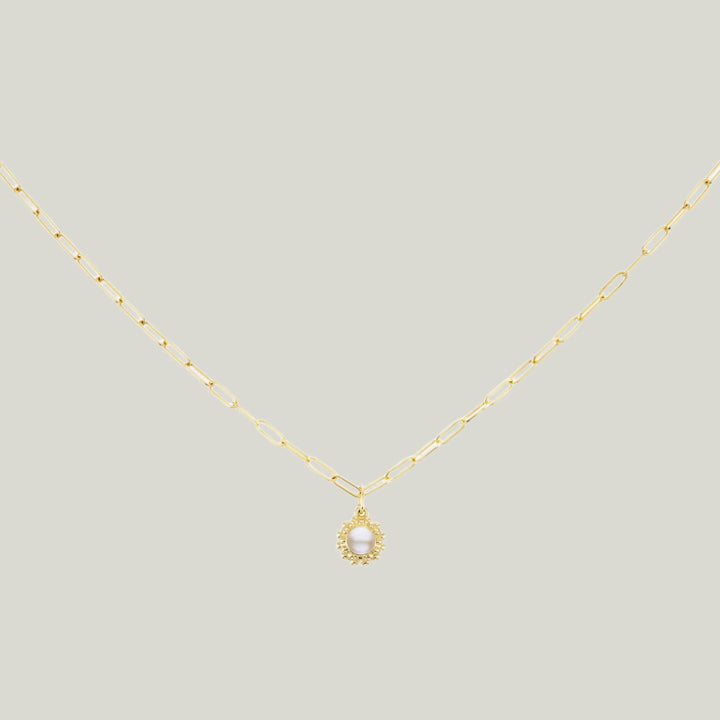 California Dreaming' Pearl Solitaire & Paperclip Chain Necklace