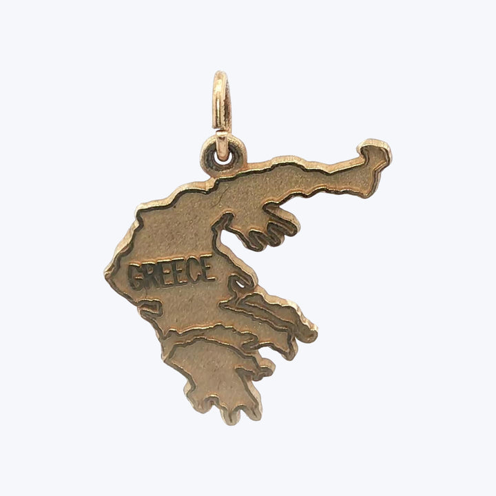 14K Gold "Greece" Charm Pendant 1.74grs