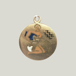 14K Gold Enos Richardson Aquarius Astrological Charm Pendant 1.30grs