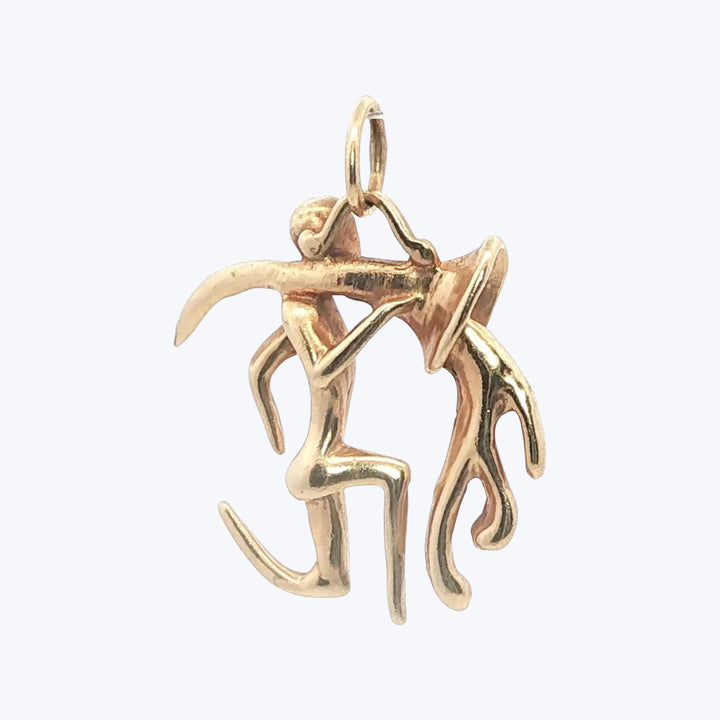 14K Gold Aquarius Astrological Charm Pendant 3.57grs