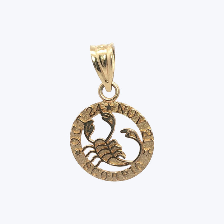 14K Gold Scorpio Astrological Charm Pendant 0.69grs