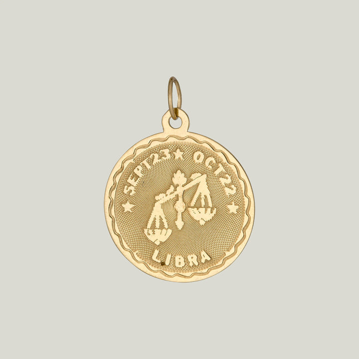 14K Gold Libra Astrological Charm Pendant 1.11grs