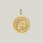 14K Gold Libra Astrological Charm Pendant 1.11grs