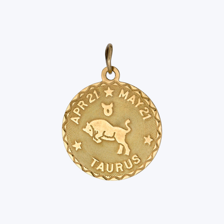 14K Gold Taurua Astrological Charm Pendant 1.46grs