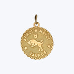 14K Gold Taurua Astrological Charm Pendant 1.46grs