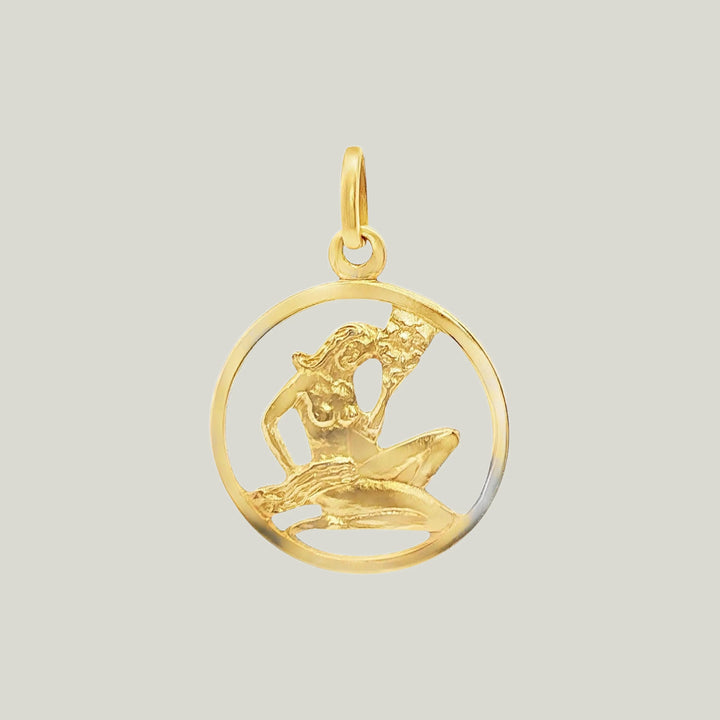 14K Gold Virgo Astrological Charm Pendant 3.47grs