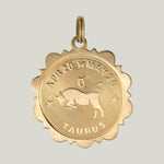 14K Gold Taurus Astrological Charm Pendant 1.12grs
