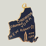1970's NY state Charm in 14k Yellow Gold and blue enamel