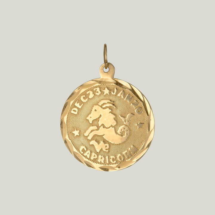 14K Gold Capricorn Astrological Charm Pendant 0.71grs