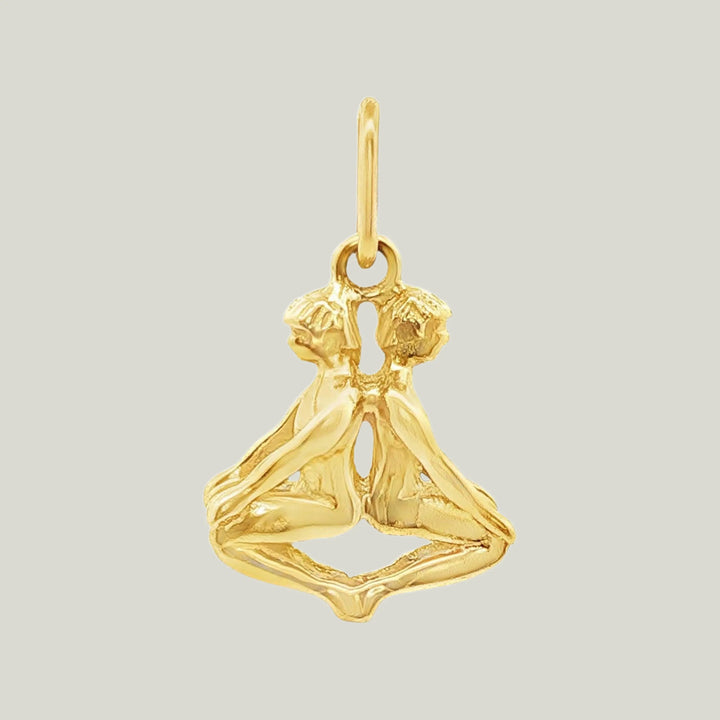 14K Gold Gemini Astrological Charm Pendant 2.53grs