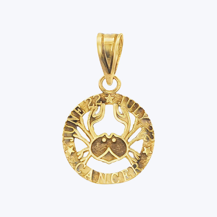14K Gold Cancer Astrological Charm Pendant 0.63grs