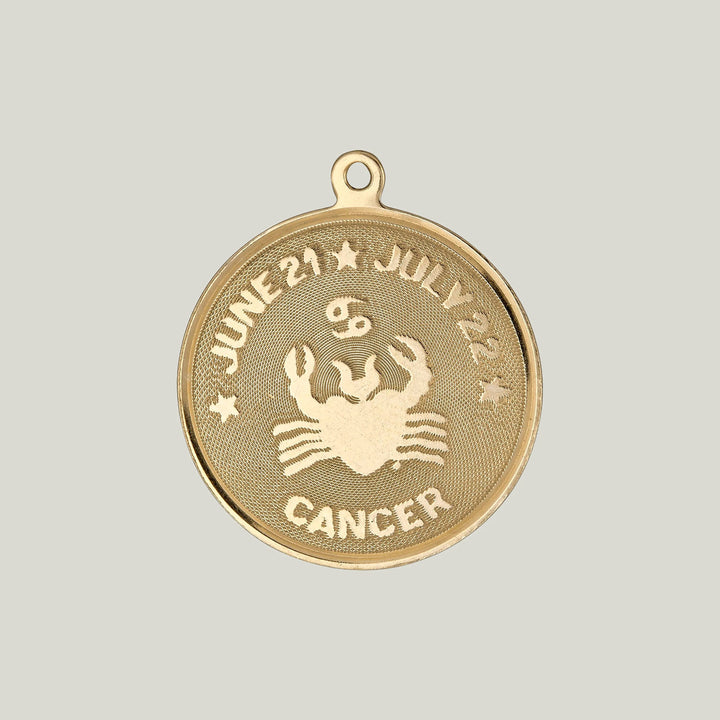 14K Gold Cancer Astrological Charm Pendant 1.53grs